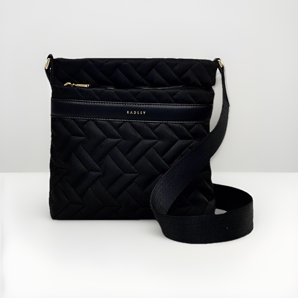NWT MRSP $148 Radley Holland Park Quilted Small Ziptop Crossbody Bag - Black